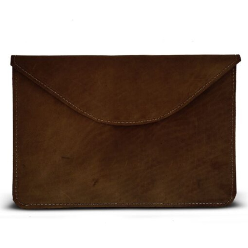 11 Inch Genuine Leather Laptop Sleeve  Saddle Brown