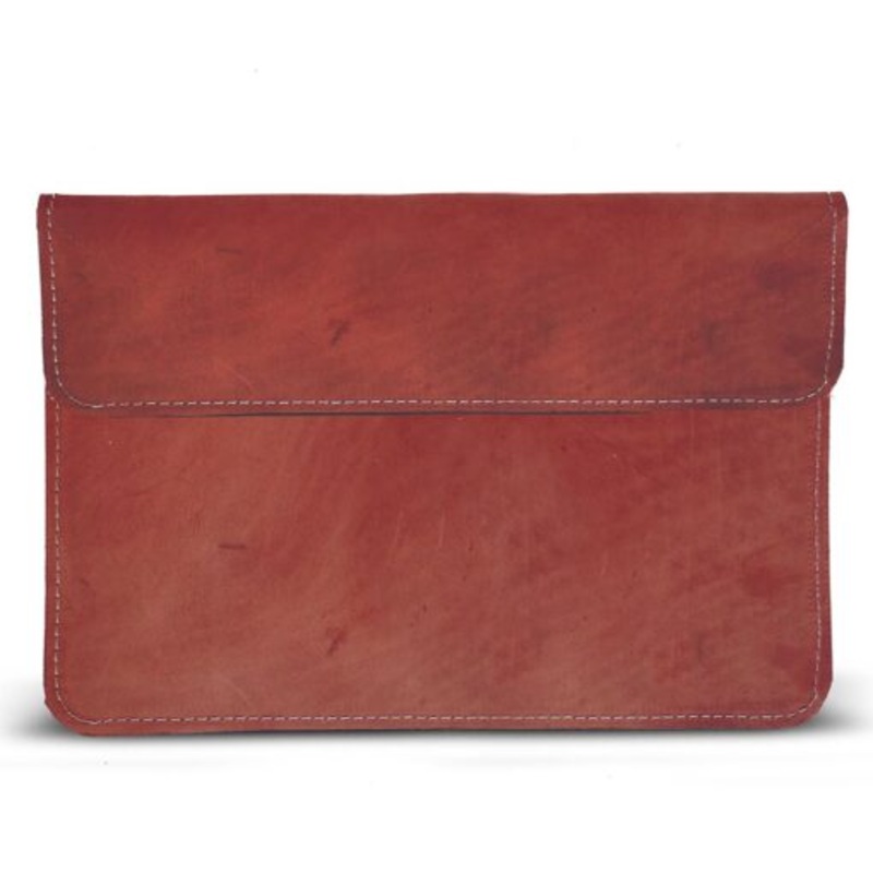 11 Inch Genuine Leather Laptop Sleeve  Square flap  Cherry