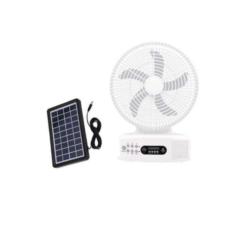 12 inch 5 Blades Rechargeable Solar Powered Fan Q  312