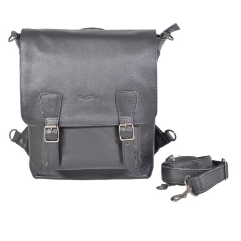 13 Inch Satchel Sling Messenger Backpack  Black