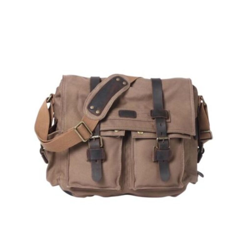 14 Unisex Canvas Crossbody Laptop Bag YU-1015  Brown