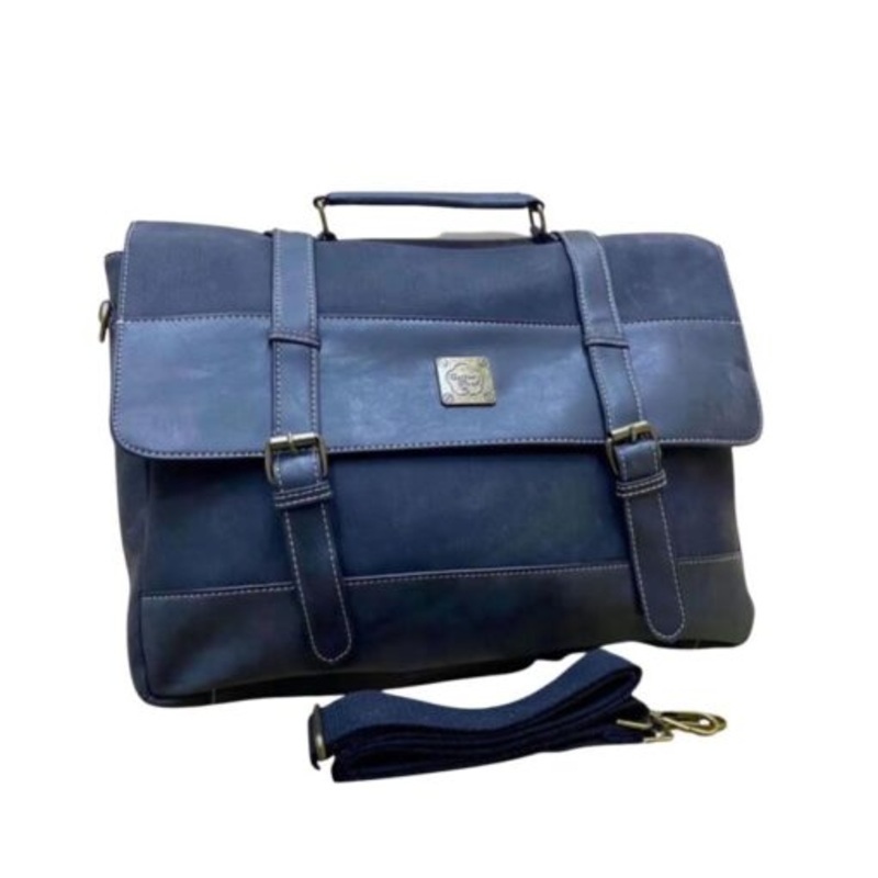 15 Inch Classic Cross Body Double Buckle Laptop Bag CR827  Blue
