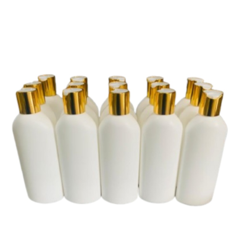 15 x 200ml White Luxurious HDPE Bottles with Gold + White Caps