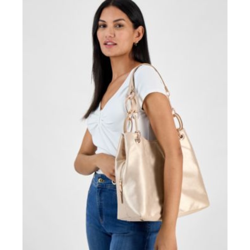 I.N.C. International Concepts Trippii Champagne Pearlized Medium Tote Exclusively at Macy’s  – Macy’s
