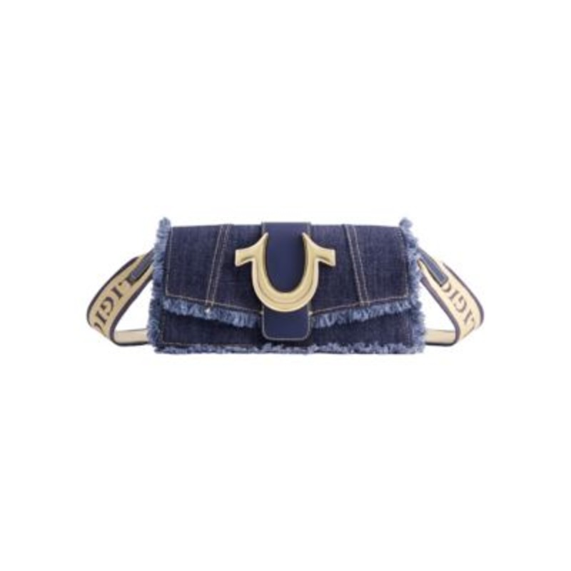 True Religion Frayed Denim Flap Bag with Logo Strap – Macy’s