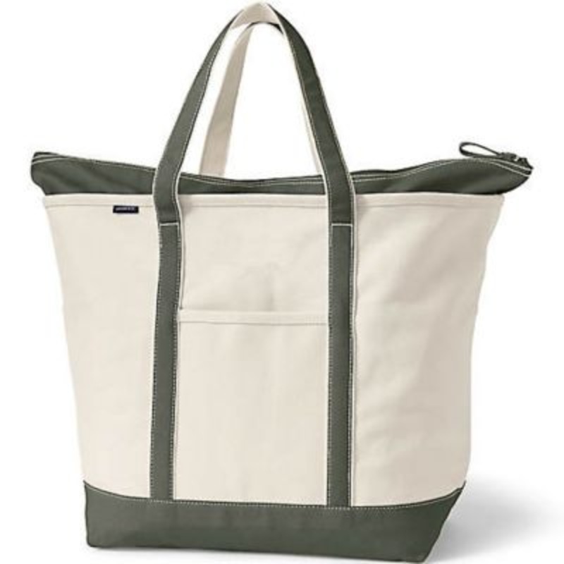 Lands’ End Extra Large Natural 5 Pocket Zip Top Canvas Tote Bag – Macy’s