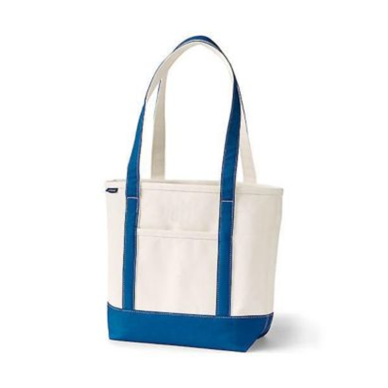Lands’ End Medium Natural 5 Pocket Open Top Long Handle Canvas Tote Bag – Macy’s