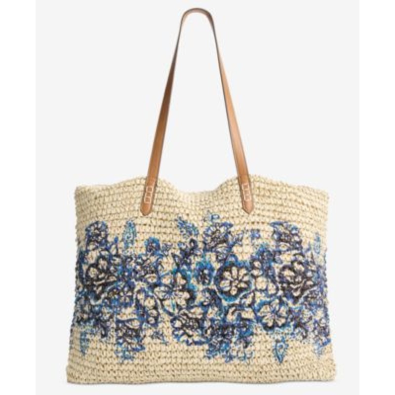 Style & Co Extra-Large Blue Floral Straw Tote Exclusively at Macy’s   – Macy’s