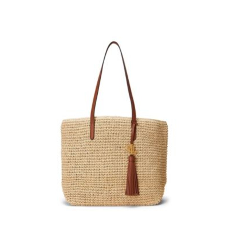 Lauren Ralph Lauren Crochet-Straw Medium Whitney Tote – Macy’s