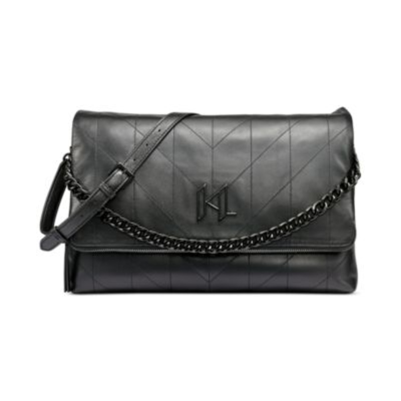 KARL LAGERFELD PARIS Lavande Large Leather Shoulder Bag – Macy’s