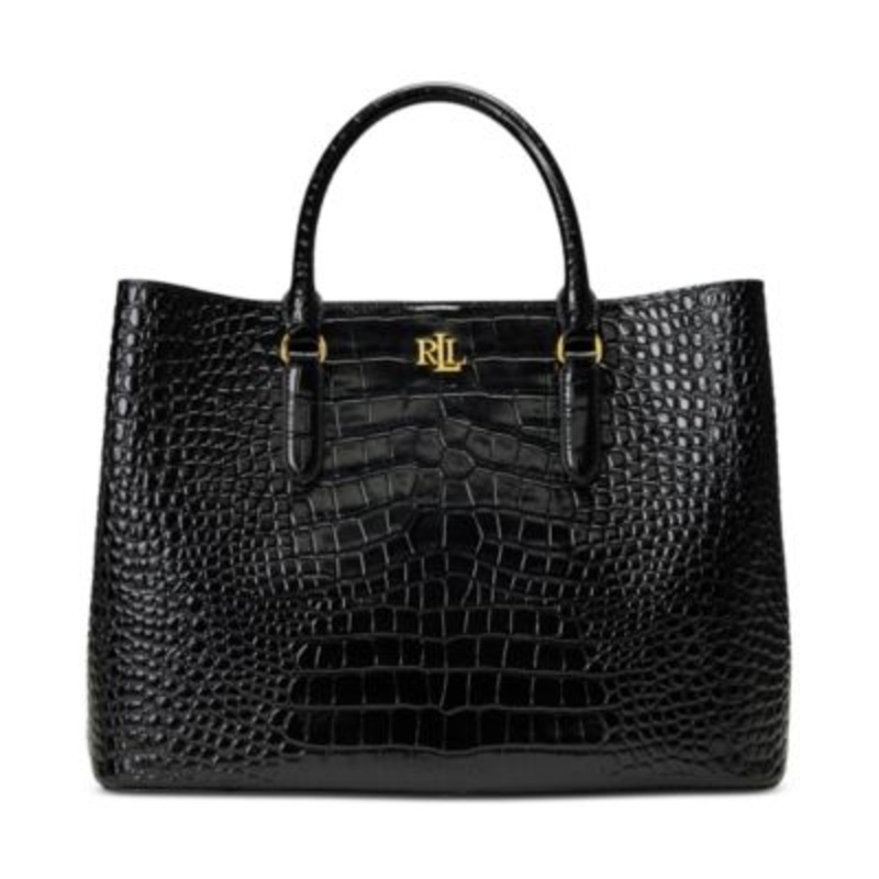 Lauren Ralph Lauren Marcy Large Embossed Leather Satchel – Macy’s