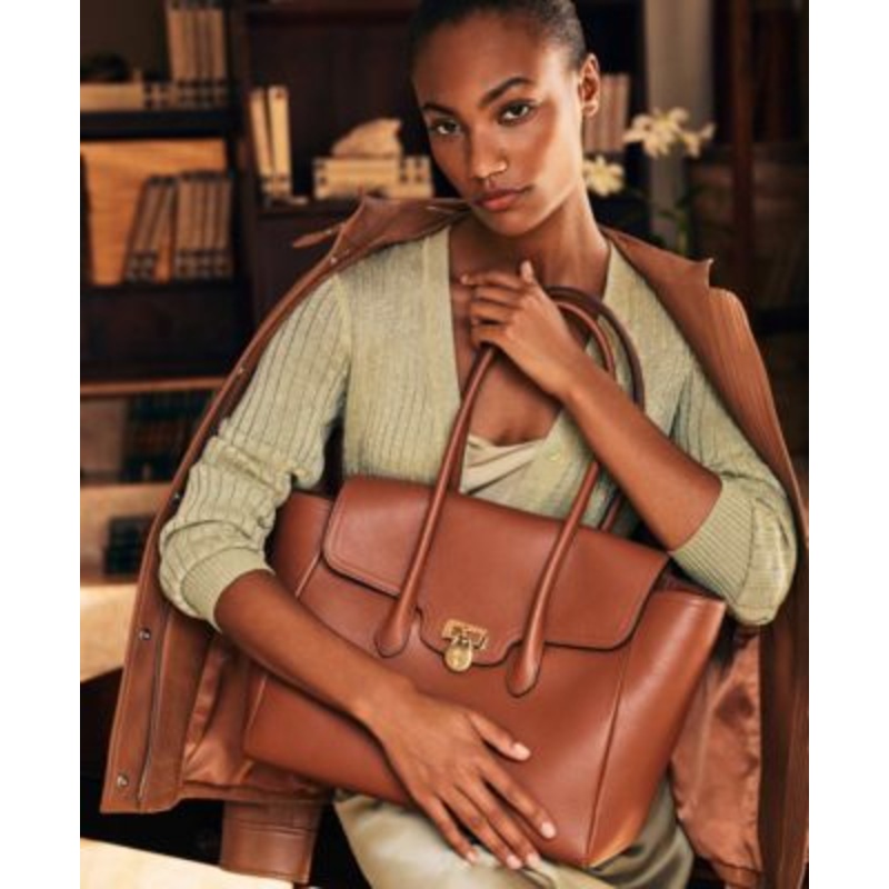 Lauren Ralph Lauren Pebbled Leather Extra-Large Tanner Satchel – Macy’s